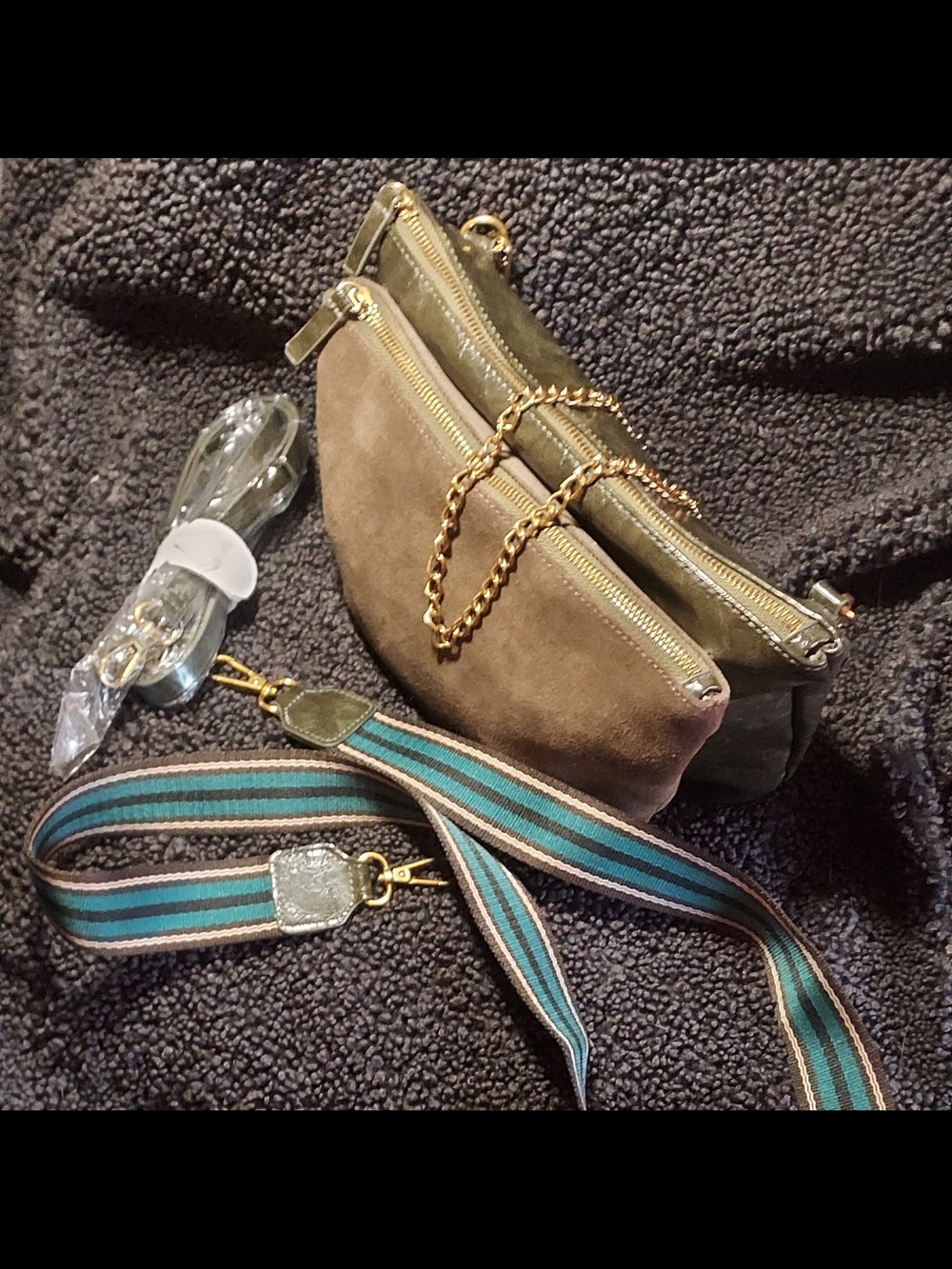 by Anthropologie Suede and Faux Leather bag. Clare V style.